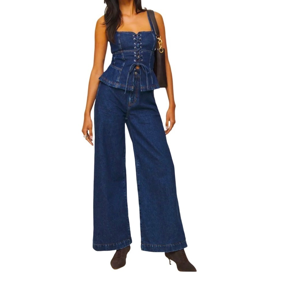Reformation Austin Ultra High Rise Wide Leg Jeans Kacey Musgraves Elwood Size 23 - Picture 2 of 16